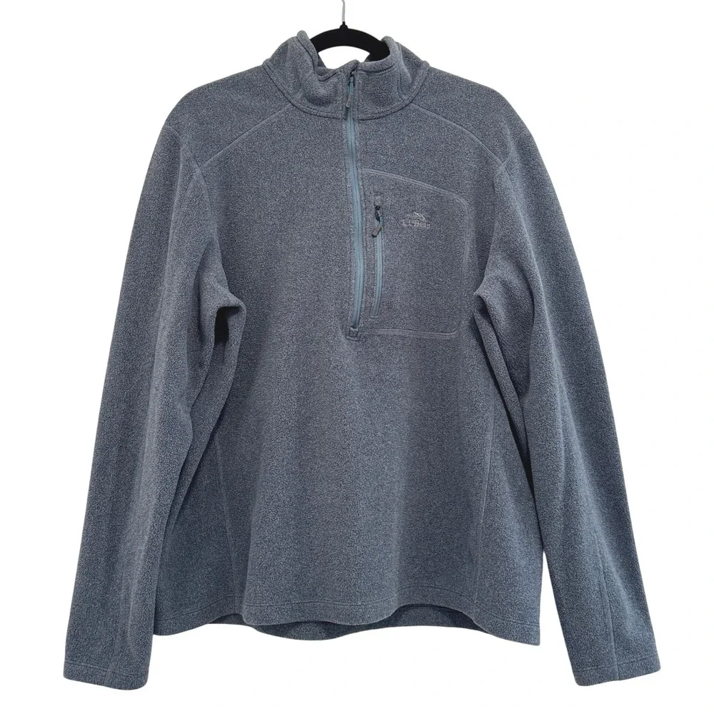 LL‎ Bean Trail Fleece Quarter Zip Pullover Lightweight Sweater L Gray Outdoor
